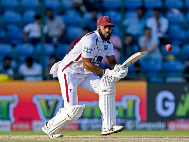 west indies john campbell plays a shot during the third day of the second and final test cricket match between india and west indies at the arun jaitley stadium in new delhi photo afp