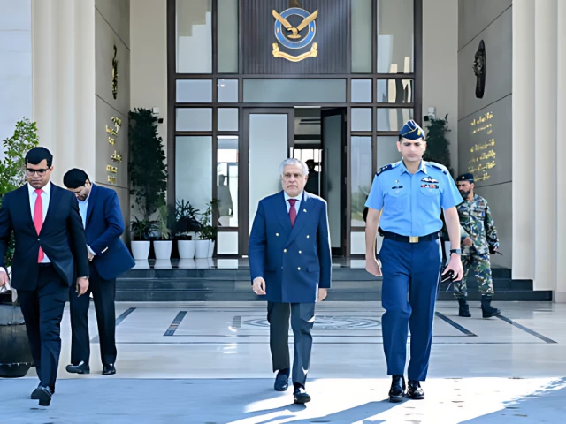 pakistan s deputy prime minister ishaq dar second left is seen at nur khan airbase in rawalpindi pakistan on november 17 2025 leaving for moscow to attend the sco summit photo gop