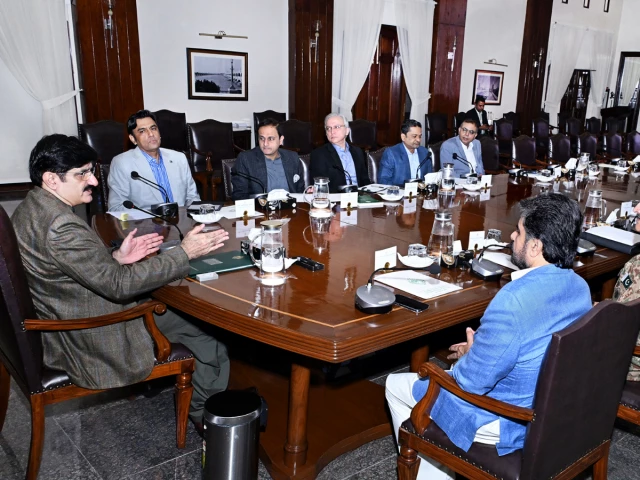 sindh chief minister syed murad ali shah chairs a meeting at the cm house to finalise plans for the karachi transformative development project photo x