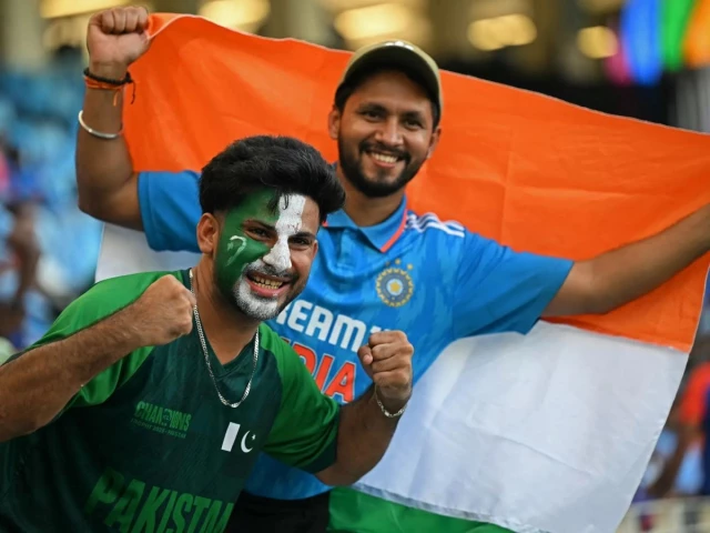 fans of india and pakistan are expected to fill out the dubai international cricket stadium photo afp