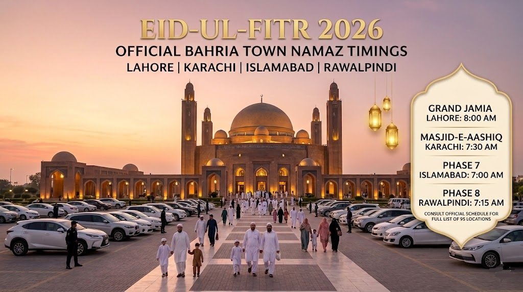 Bahria Town Eid-ul-Fitr Namaz Timings 2026 in Islamabad, Rawalpindi, Lahore & Karachi