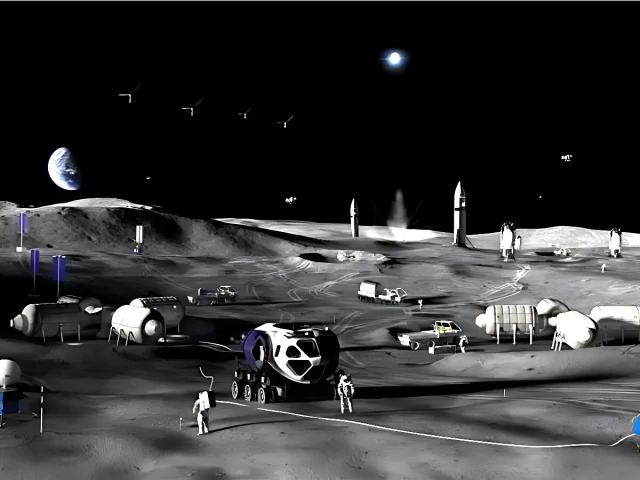 artist s concept of phase 3 of nasa s moon base photo nasa