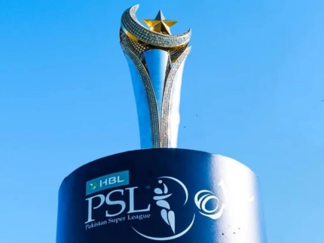the hbl psl 11 trophy is being displayed at the national bank stadium in karachi photo pcb