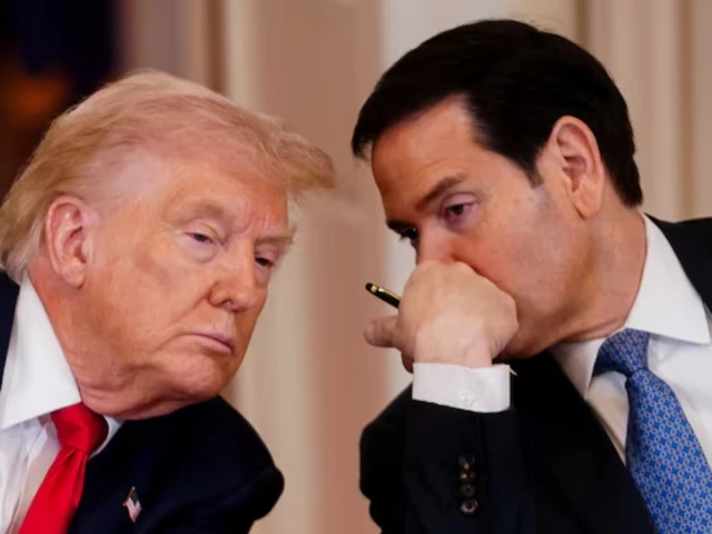 us president donald trump listens to us secretary of state marco rubio during a round table in the white house in washington dc photo reuters