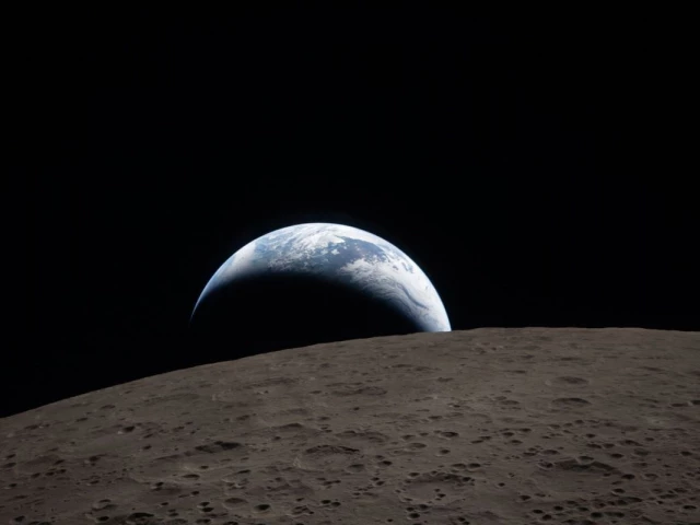 this handout picture released on april 7 by nasa shows earth as it dips beyond the lunar horizon also known as an earthset as seen from the orion spacecraft on april 6 photo afp