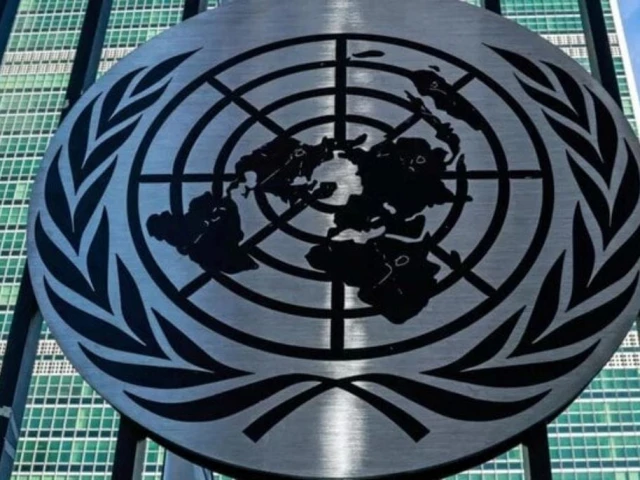 logo of the united nations seen on a building of the global organisation photo afp