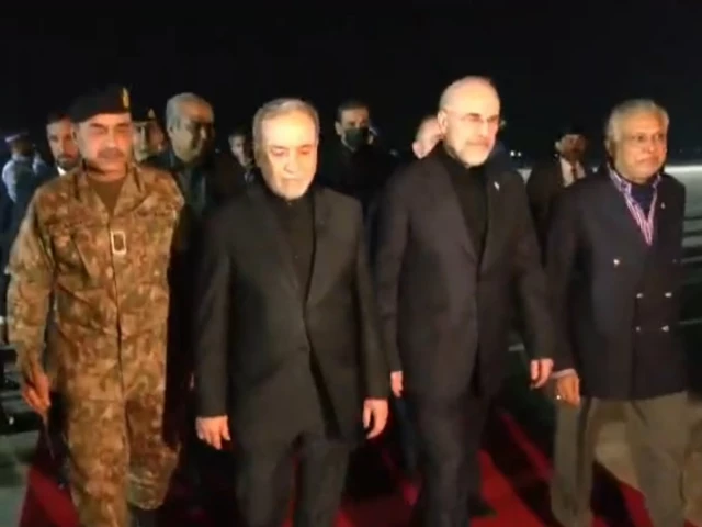 pakistan s leaders welcome the iranian delegation for talks with the united states in islamabad on friday night screengrab