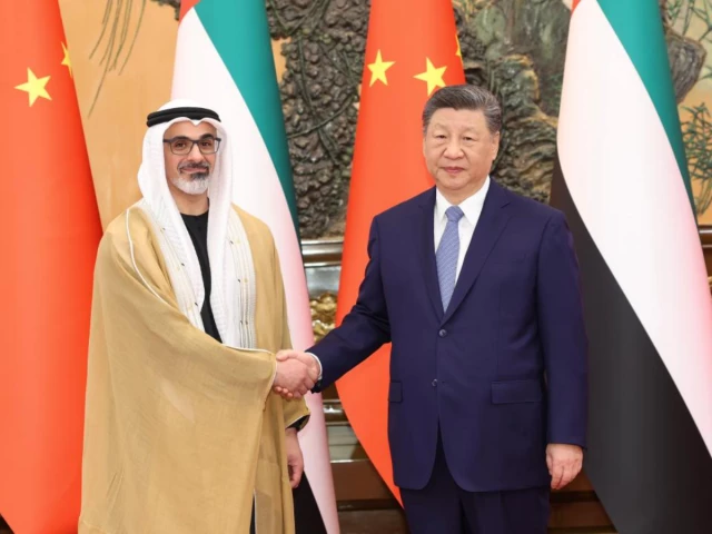 chinese president xi jinping meets sheikh khaled bin mohamed bin zayed al nahyan at the great hall of the people in beijing china on april 14 2026