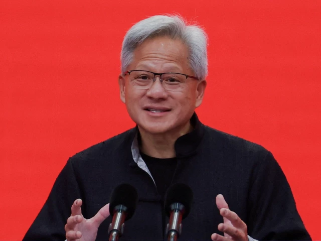 nvidia ceo jensen huang speaks at the opening ceremony of the third china international supply chain expo cisce in beijing china photo reuters