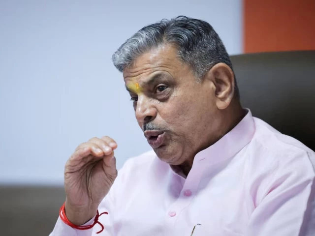 dattatreya hosabale general secretary of the rashtriya swayamsevak sangh rss speaks to journalists during a briefing with foreign media at the rss office in new delhi india may 12 2026 photo reuters