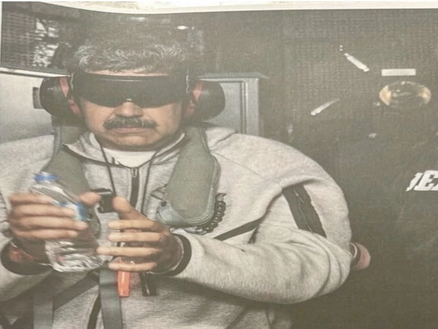an image posted on us president donald trump s truth social account shows venezuela s president nicolas maduro onboard the uss iwo jima after american military captured him photo reuters