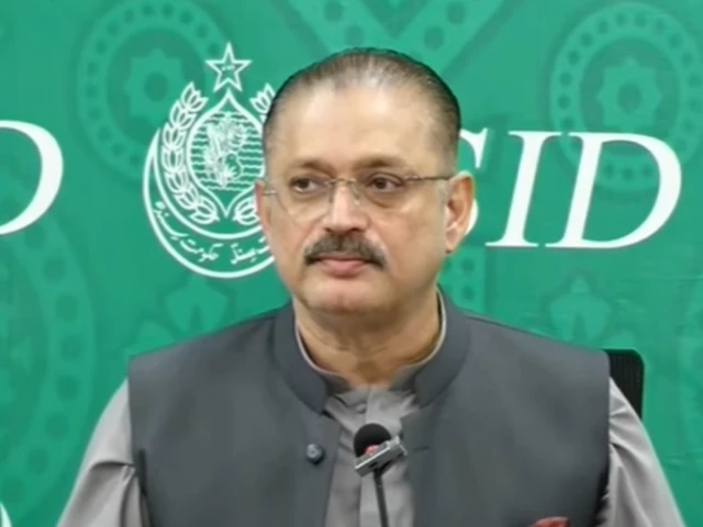 senior sindh minister sharjeel memon speaking at a press conference in karachi screengrab