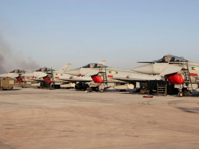 typhoon fighter jets from britain s royal air force on the tarmac at raaf darwin base in darwin northern australia july 17 2024 reuters